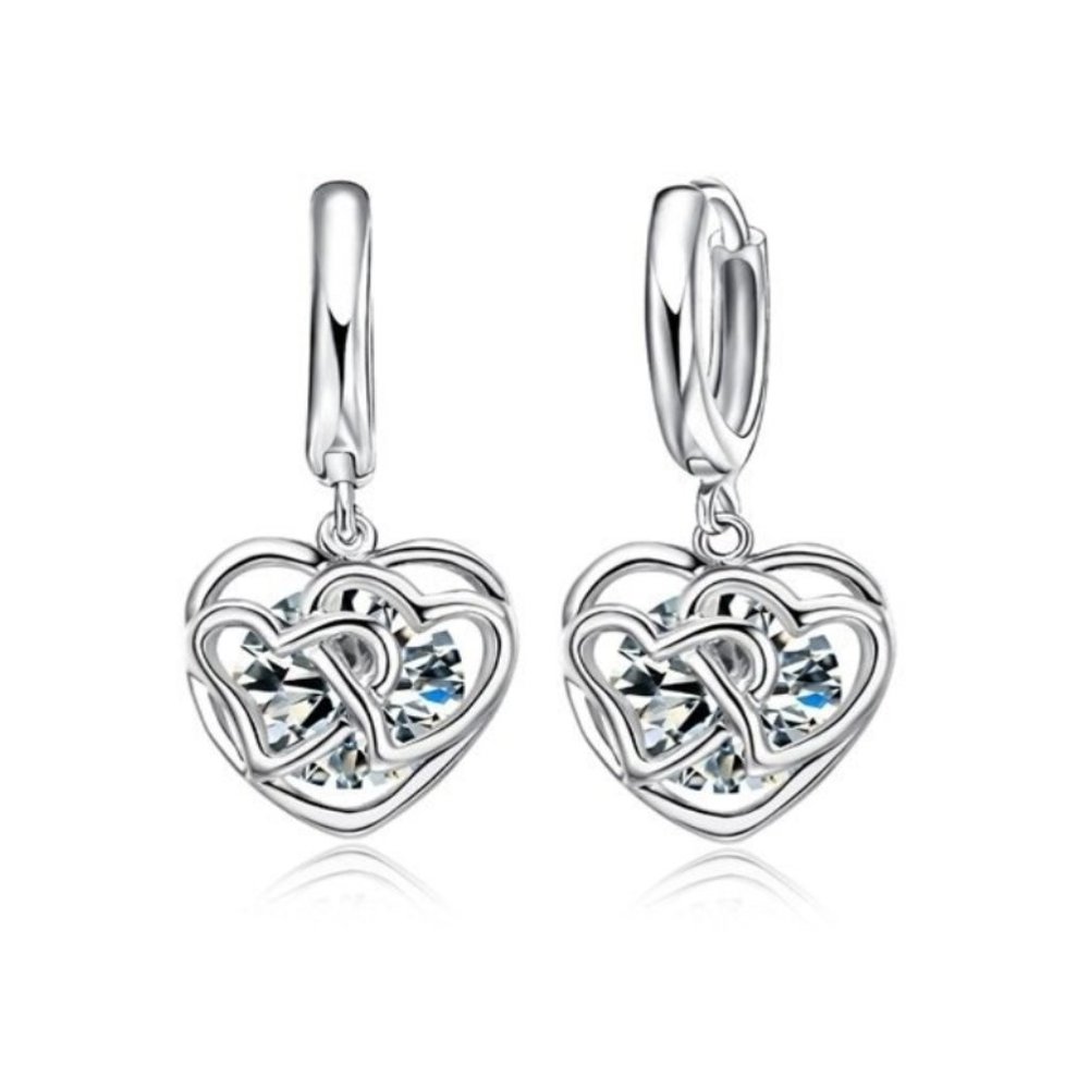 ❤️ Cute Heart 925 Sterling Silver Bundle Necklace Earrings Pendant - Picture 4 of 4